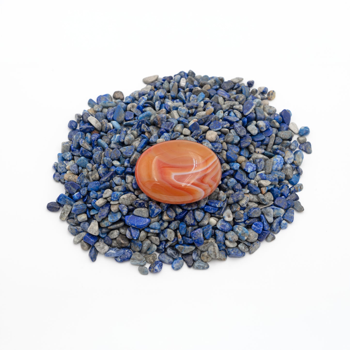 Carnelian pocket rock with lapis lazuli rock chips (Ancient Culture Series- Ancient Egyptians)