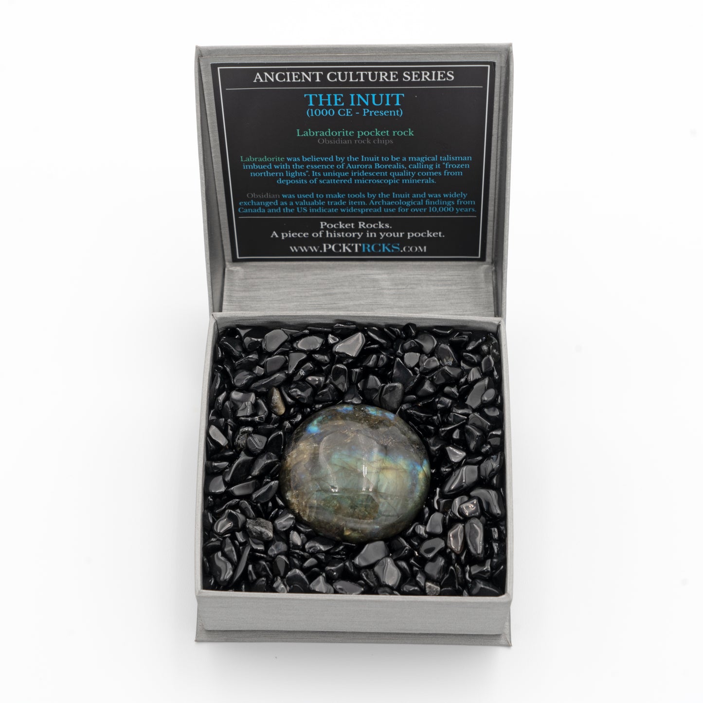 Labradorite pocket rock with Obsidian rock chips (Ancient Culture Series- The Inuit)